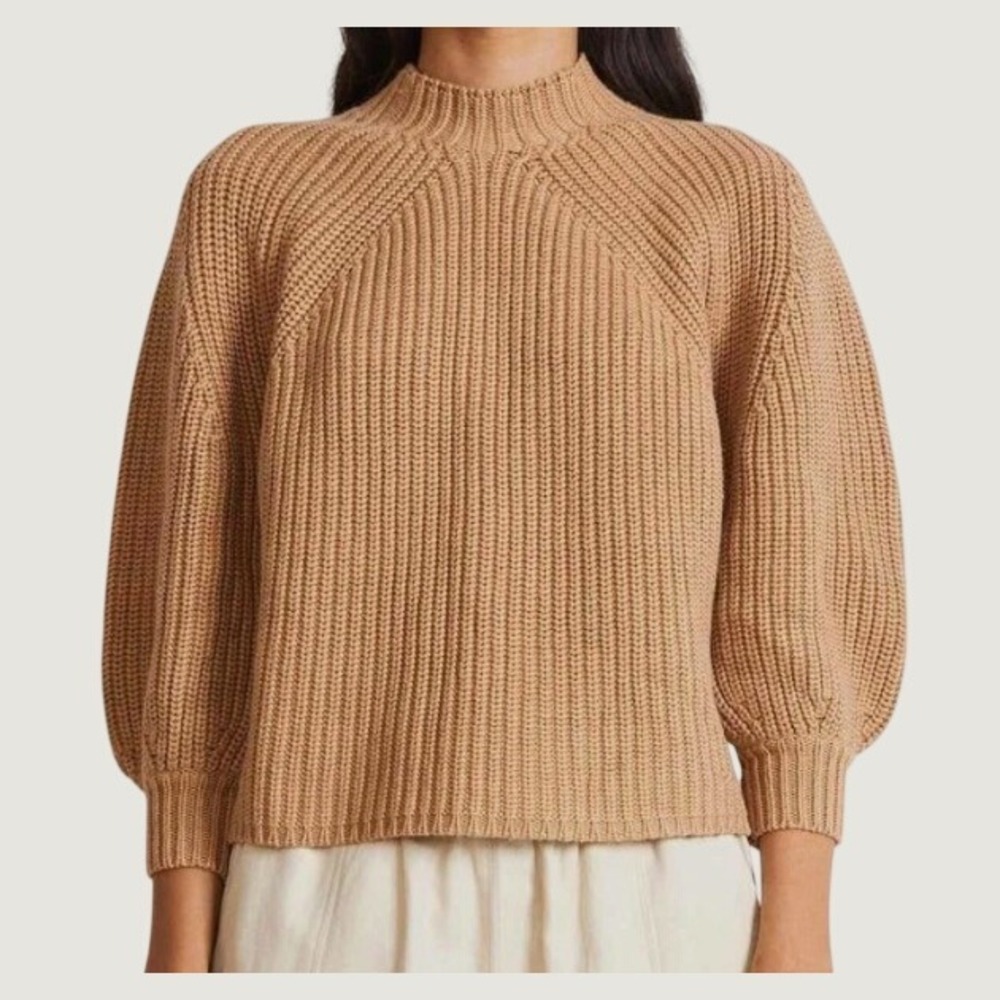 Apiece Apart Eco Nueva Merel Knit Sweater Women S Tan Cotton Cashmere Minimalist